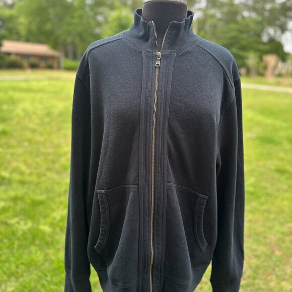 Banana Republic Black full-zip sweater XL Pockets Ribbed - Picture 7 of 10